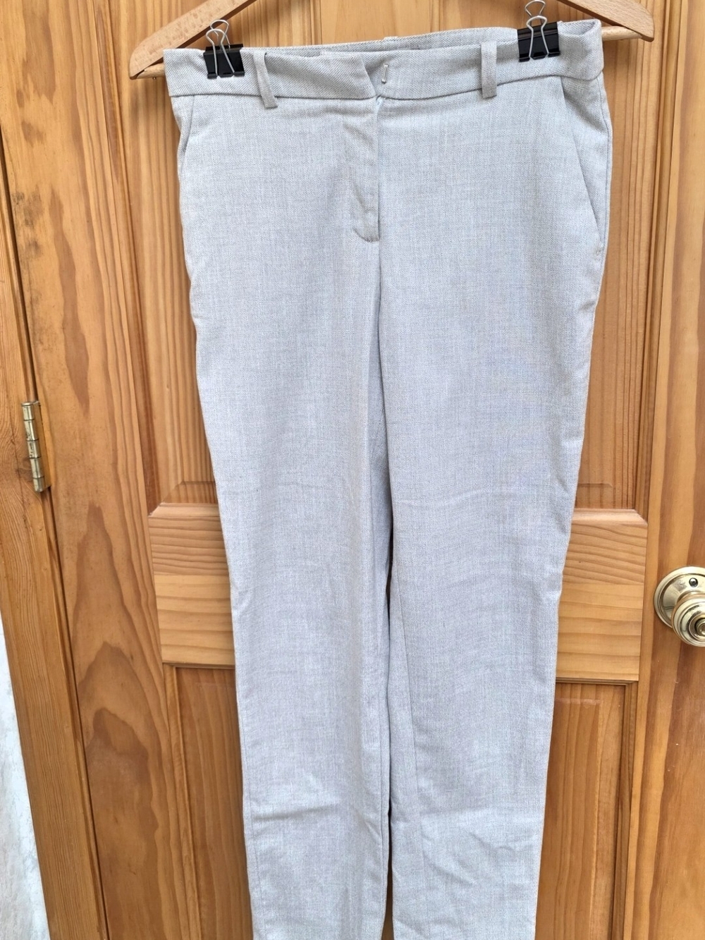 H&M Light Cream Linen Tailored Women's Trousers